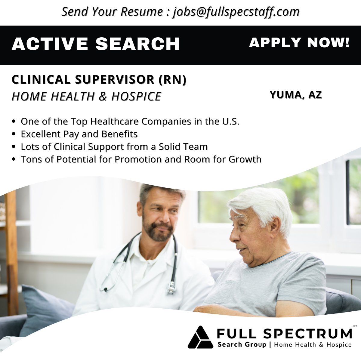 FullSpecStaff's tweet photo. Exciting new home health &amp; hospice opportunities:
🔹 RN Clinical Supervisor (Yuma, AZ)
🔹 RN Executive Director (Roswell, GA)

Join us! Make an impact in compassionate care. #FullSpectrumCareers #NowHiring https://t.co/F0KTuZfjUB