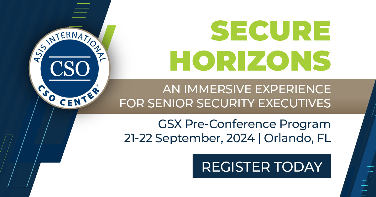 Join us for: Secure Horizons: An Immersive Experience for Senior #Security Executives on 21-22 September, just ahead of #GSX2024. The event will foster high-level discussions and opportunities to collaborate with other #CSOCentermembers. Learn more! brnw.ch/21wKhwK