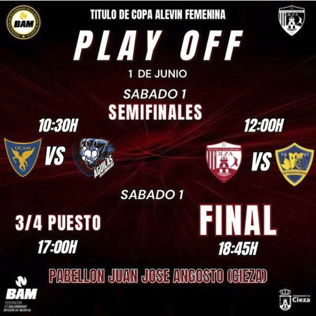📅 AGENDA DE PARTIDOS SÁBADO
Copa Federación Alevín Femenina | Semifinal
EBM Cieza Panadería Joaquín - ESI CBM Bullense
⏰12:30  🏟Pabellón Álex Yepes de Cieza

#BALONMANO #BULLENSE #BULLAS #CANTERA #ORGULLO #FAMILIA