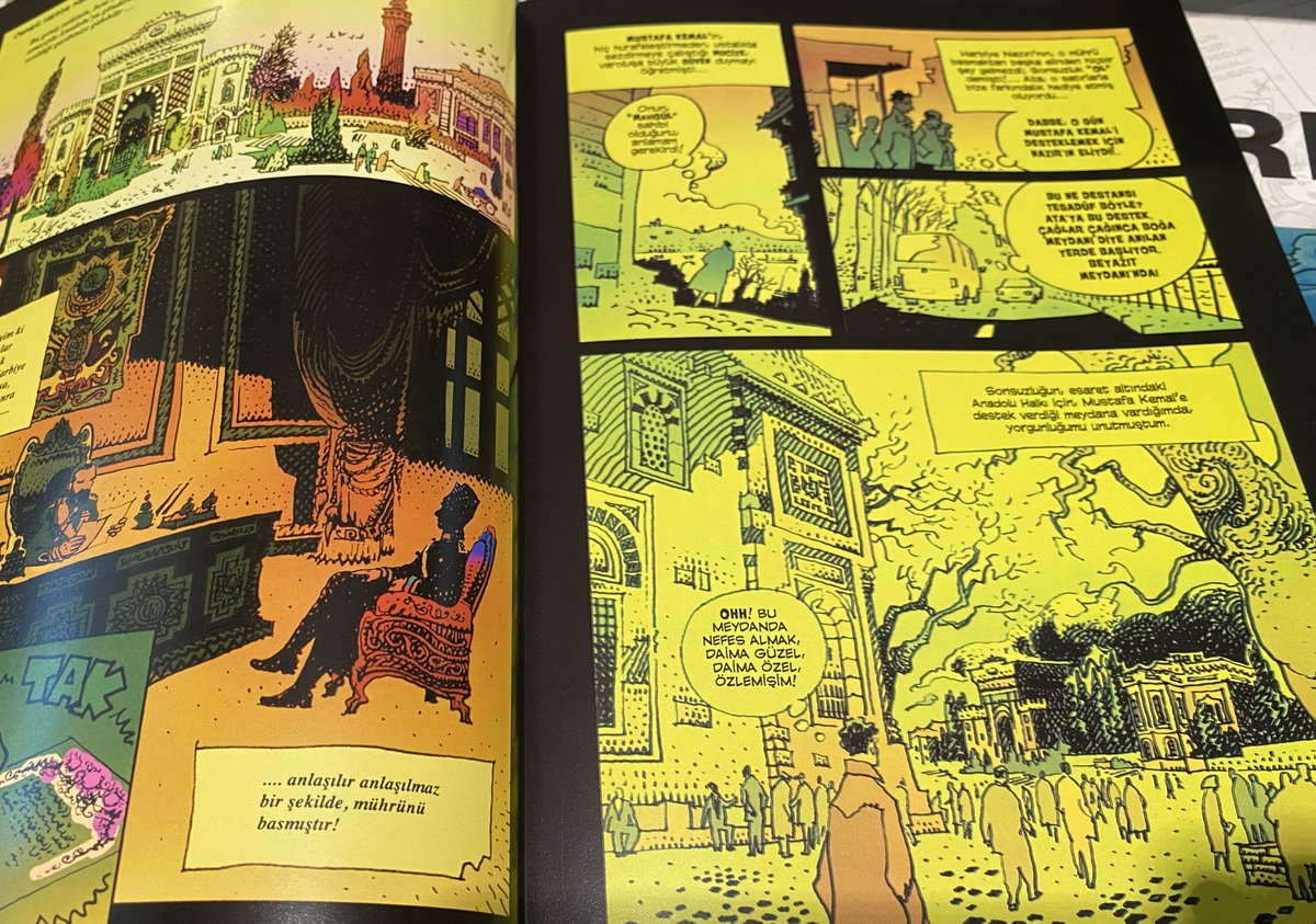 Tabii ki haberiniz yok.
Türkiyenin en inanılmaz çizerlerinden Suat Gönülay'ın son albümünden... "Harabe ve Labirent" ten.
Ustamız çizgileriyle "Sırlar Dünyası"na bir yolculuğa çıkarıyor bizleri.
Ben henüz ipuçlarını çözümleyip aydınlanma mertebesine erişemedim. 
Ama eminim ki