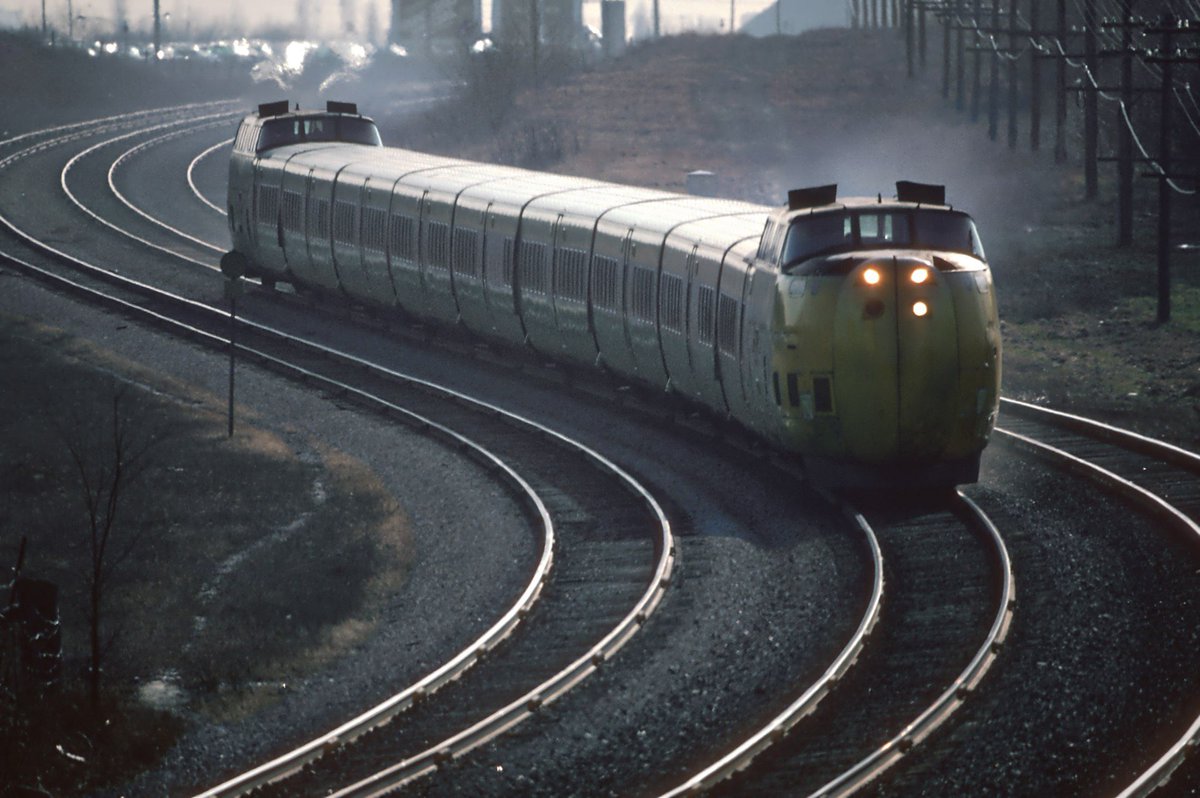 VIA Turbo Train shot from Markham Road in Toronto, ON in March 1981 Roger Puta Collection Description by Marty Bernard Public Domain 🇺🇸