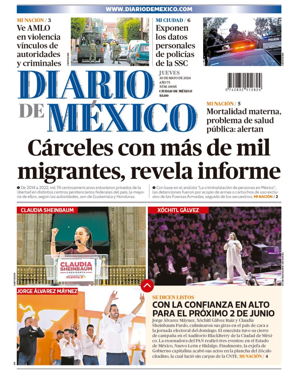 Comienza tu #Jueves informado con los titulares más relevantes en #PrimerasPlanas. Un informe revela preocupante situación en cárceles con migrantes. 📰🔍 Visita el enlace para ampliar la noticia: [itsmy.bio/diariodemexico]. #InformaciónImportante #Actualidad.