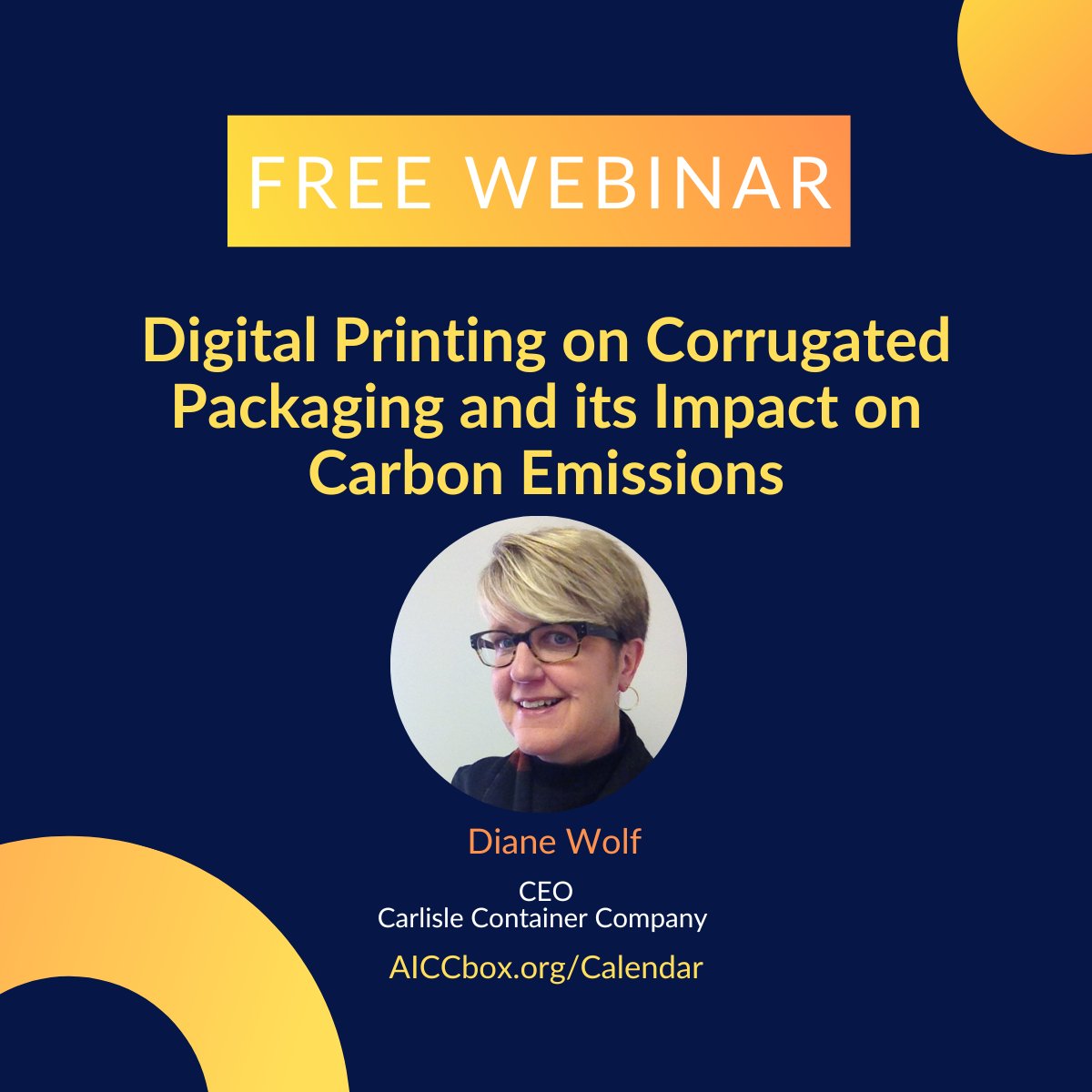 Join us to learn about "Digital Printing on Corrugated Packaging and its Impact on Carbon Emissions" on Thursday, June 13! aiccbox.org/events/EventDe…

Diane Wolf, Carlisle Container Company, will share her journey.

Created with the support of AICC Education Investor EFIPrint