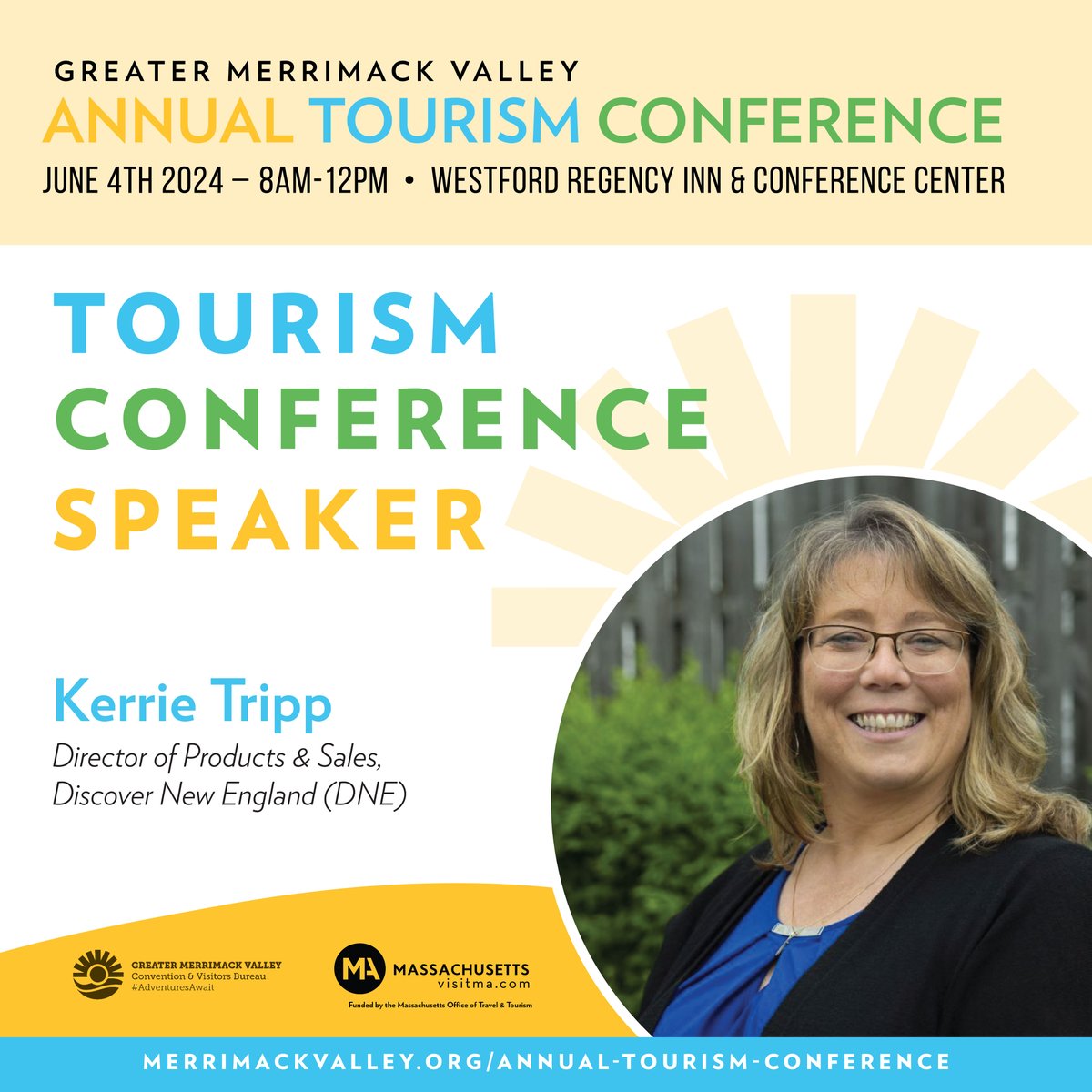 🌟 Spotlight on Kerrie Tripp! 🌟 We are excited to feature Kerrie Tripp, Director of Product & Sales at @newenglandvisit, as a speaker at the 2024 Annual Tourism Conference. Join us Tuesday, June 2nd! merrimackvalley.org/annual-tourism… #MerrimackValley #DiscoverNewEngland