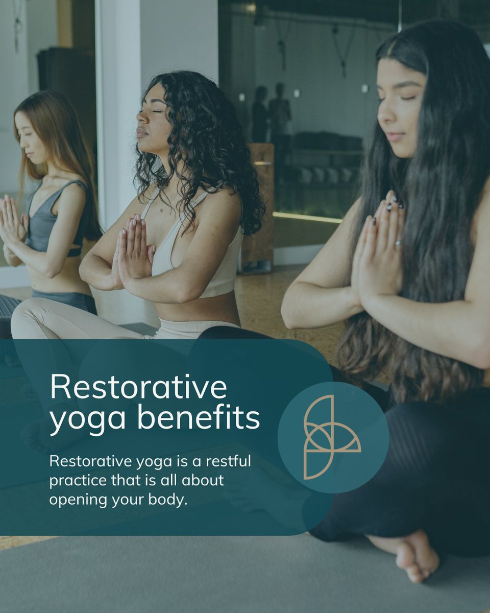 Three key benefits of restorative yoga include: 1. Stress Reduction 2. Physical Relaxation 3. Healing & Rejuvenation