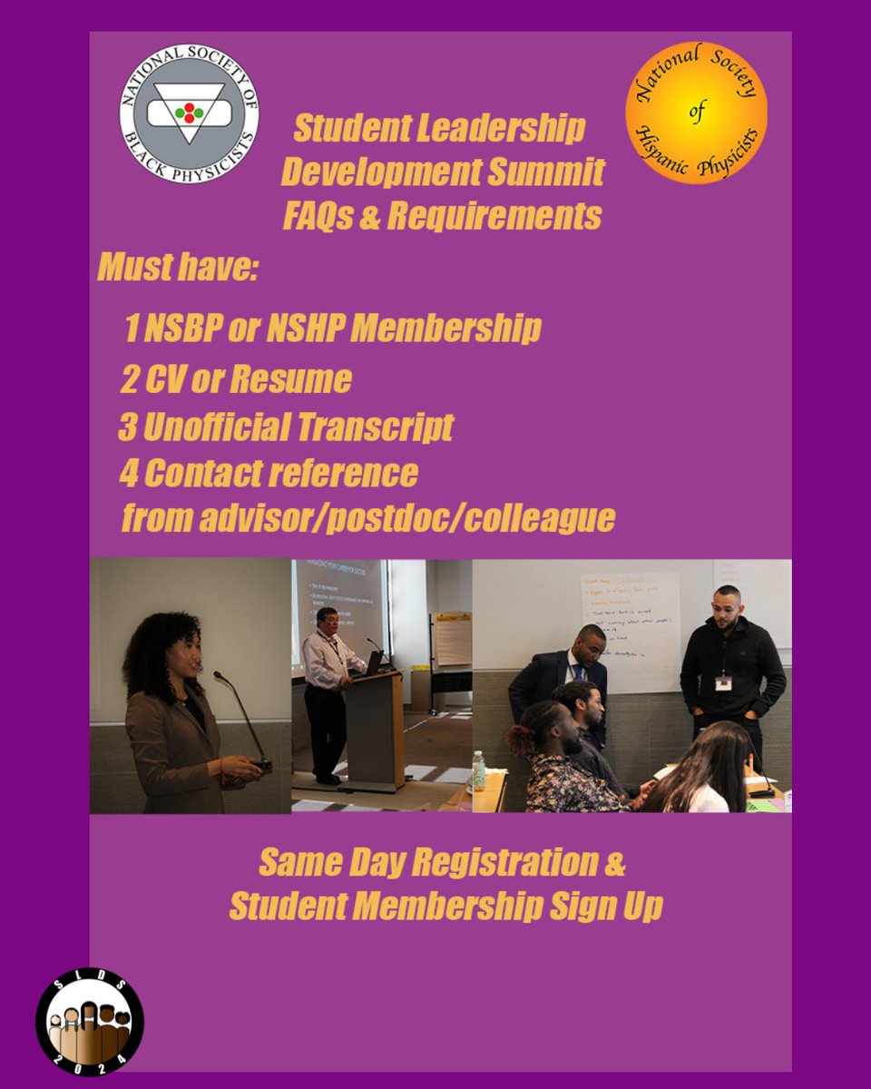 Apply by June 1st to have full funding for the Student Leadership Development Summit. SLDS will have workshops such as science communication, personal branding, and grant writing. Apply with the link in our bio to attend these events.

 #NSBP #NSHP #2024SLDS