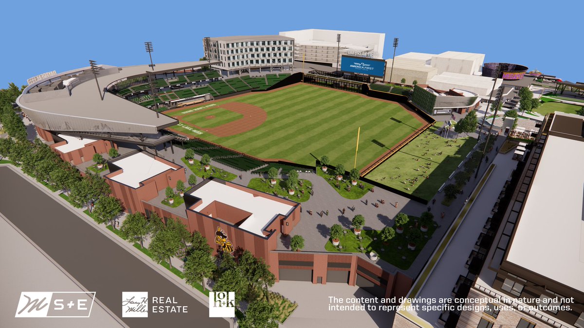 BallparkatAFS's tweet photo. Welcome to Daybreak Field at America First Square, the new home of the Salt Lake Bees! 🐝 ⚾️ 

Check out all the ballpark renderings or make a deposit on 2025 season tickets https://t.co/rxKxftXL0p https://t.co/9W7xTomysT