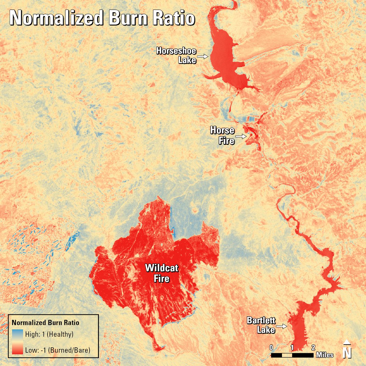 USGSLandsat's tweet image. Arizona’s #WildcatFire, which started on May 18, has scorched 14,402 acres in the #TontoNationalForest. #Landsat #NormalizedBurnRatio and Level-3 #BurnedArea #ScienceProducts show the extent of the fire. Learn more here: ow.ly/v6Ac50S15Yb #WildfireAwarenessMonth