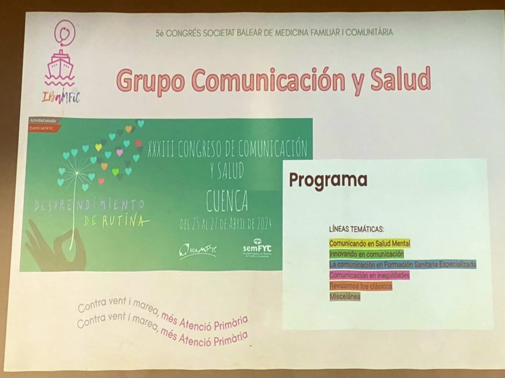 En el “3 i no res” #5CongrésIbamfic🩺 la responsable grupo comunicación y salud <a href="/becejota/">Belén</a> nos actualiza a través de reportar resumen Congreso  @GPCYS 💜