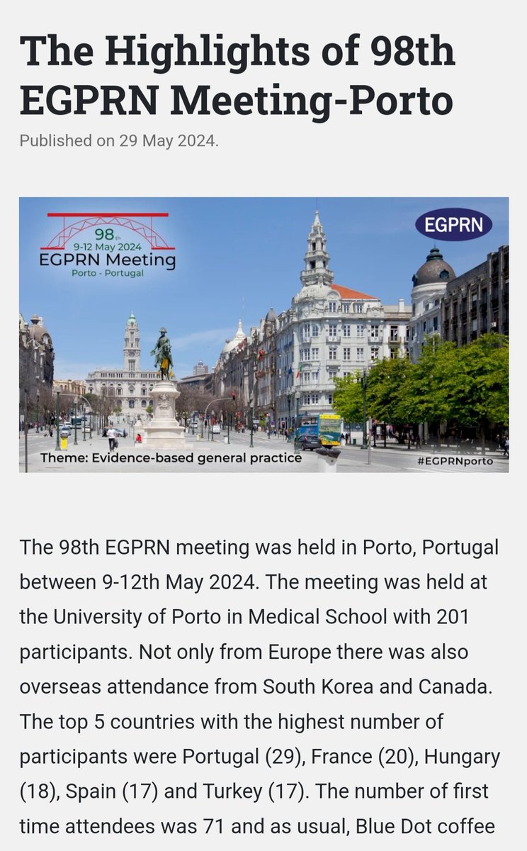 You can read the highlights of 98th EGPRN Meeting-Porto on the WONCA Europe Newsletter May 2024 

woncaeurope.org/news/view/the-…

#EGPRNporto
@WoncaEurope @ana_luisa_neves @minnajohansson1