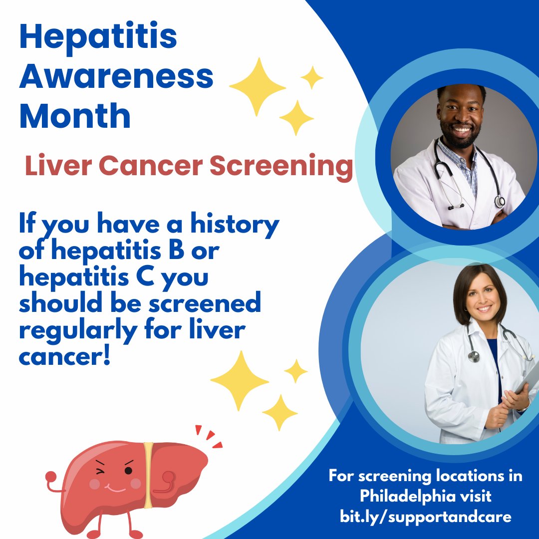 Having hepatitis B and hepatitis C can increase your risk of liver cancer. Experts suggest that those at increased risk should be screened regularly. For screening locations in Philadelphia visit bit.ly/supportandcare.