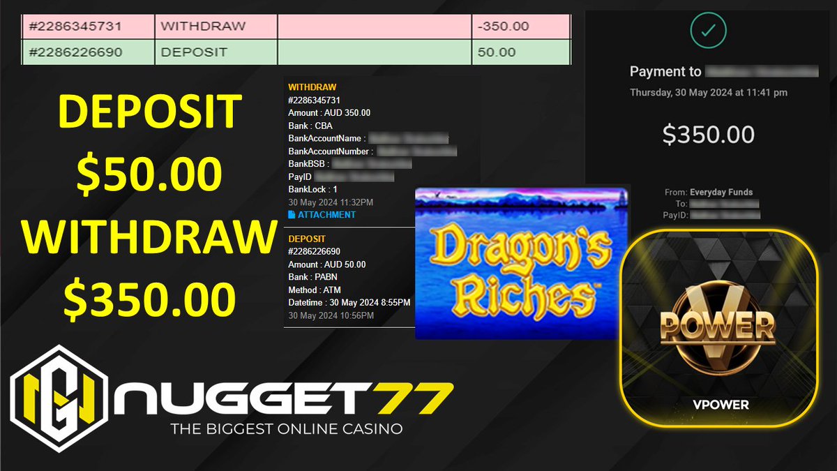 🇦🇺NUGGET77🇦🇺
AUSTRALIA TRUSTED ONLINE CASINO 
📣📣Congratulations📣📣
🌐 nugget77.com/RF166813127
⚠️Platform: VPOWER ⚠️
🦸🏻‍♂️ Game : DRAGON'S RICHES 🦸🏻‍♂️
📌DEPOSIT : $50.00
📌Withdraw : $350.00
#casinoparty #slotgame #onlineapp #onlinegaming