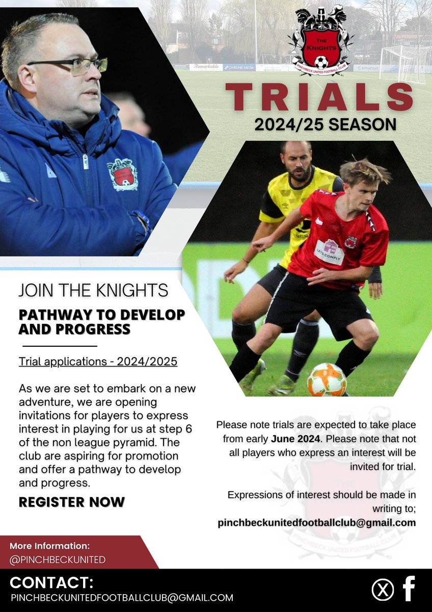 🔴⚫️TRIALS 🔜 2024/25 Pathway to develop and progress. Please note trials are expected to take place from early June 2024. Please note that not all players who express an interest will be invited for trial. Expressions of interest get in touch.