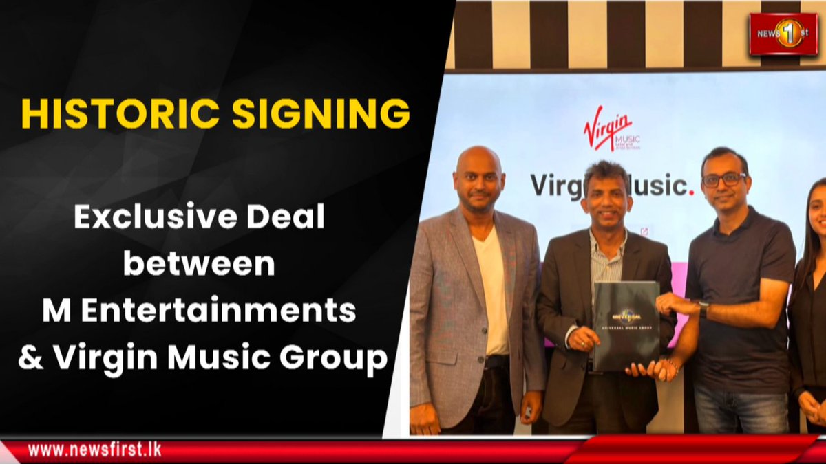 NewsfirstSL's tweet photo. HISTORIC SIGNING: Exclusive Deal between M Entertainments & Virgin Music Group
Watch: https://t.co/lykX5kAUrN
#News1st #NewsFirst #lka #SriLanka #Colombo #NewsFirstEnglish #LatestNews #SLnews #local #mentertainment #music #international #virginmusic https://t.co/I50yMmLtbN