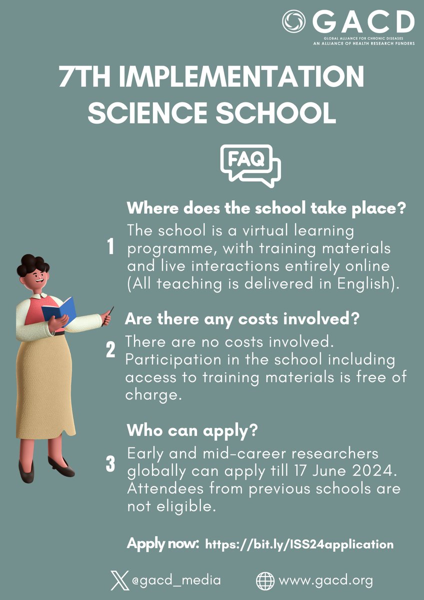 gacd_media's tweet photo. In 2023, we welcomed 38 trainees from 21 countries in our Implementation Science School.   

Ready to join our 7th cohort? Applications are now open. It's FREE.

Great opportunity to build your skills in implementation science. Apply by 17 June 2024: https://t.co/LjA2zkaWoi https://t.co/adhmTmVOBH