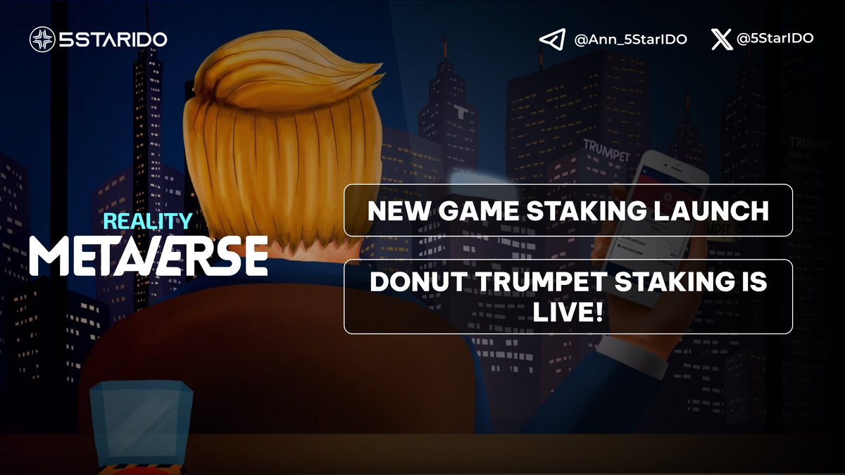 New Game Staking is LIVE on <a href="/Realitymeta/">Reality Metaverse</a> 📣 You can now stake in Donut Trumpet Tycoon game!

🔹 Donut Trumpet Tycoon is a geo-location property game where you buy real-world venues, earn rent from check-ins, and become a tycoon!

🔹Staking Benefits:

- Early access to new