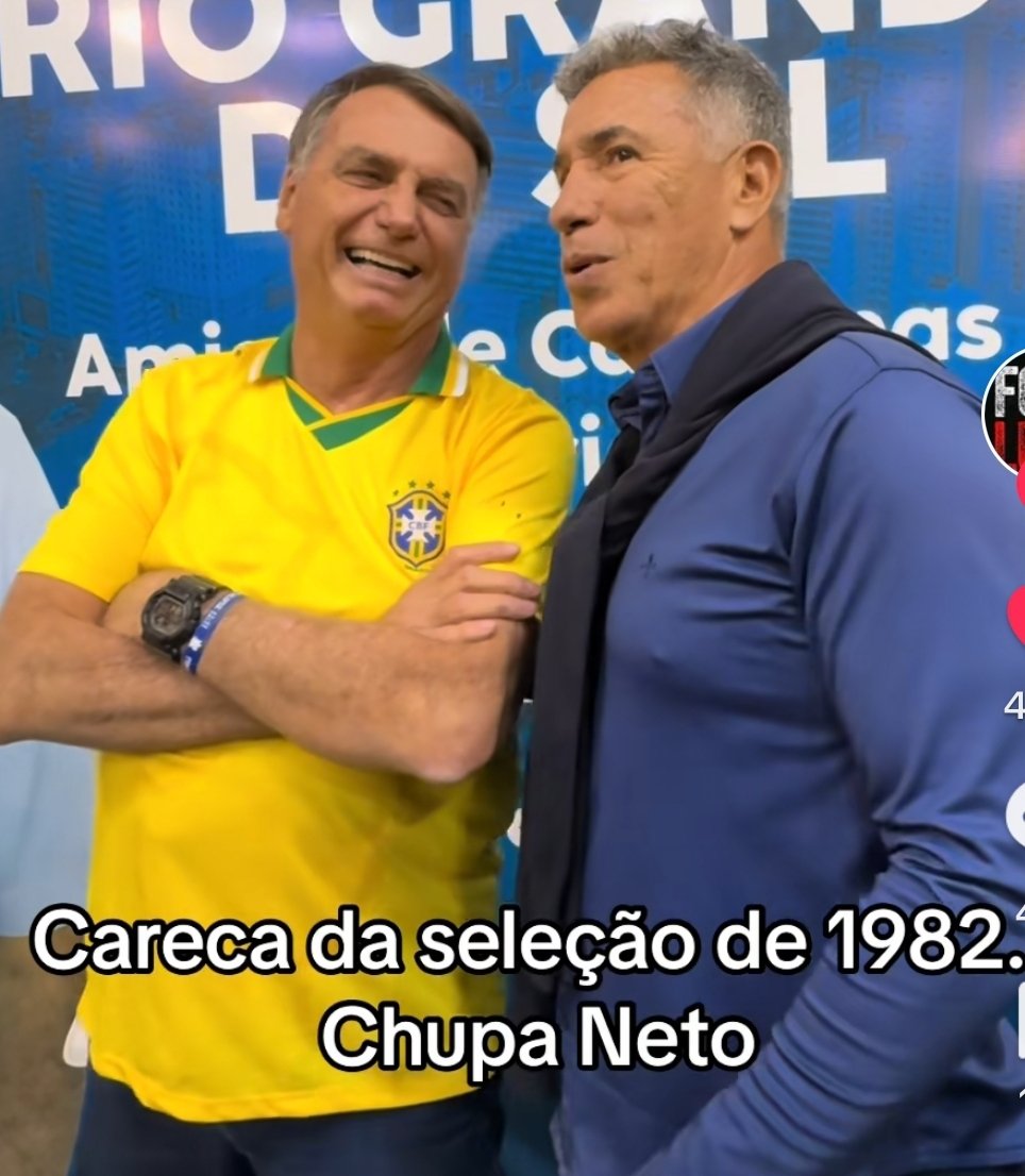 rtecnologo3's tweet photo. Já que o "grande idolo" e "craque" neto não quis o Bolsonaro no evento, um tal de carece o prestigiou no evento em prol do RS no Guarani. #chupaneto. https://t.co/DensUZUJRG