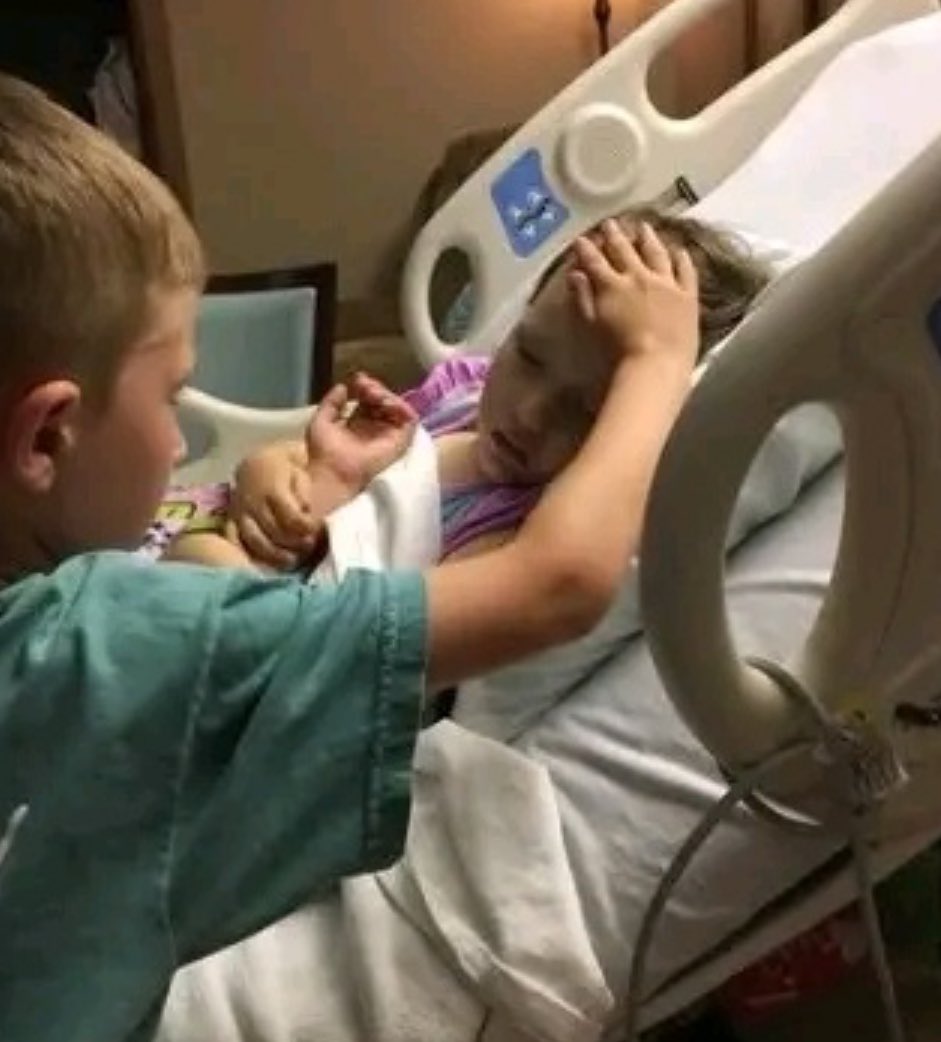 @Morbidful A moment captured on camera when a 6-year-old boy bid his 4-year-old sister farewell for the last time. The Sooter family, based in Arkansas, had received the devastating news that their daughter, Adalynn, had a rare brainstem tumor called Diffuse Intrinsic Pontine Glioma (DIPG).