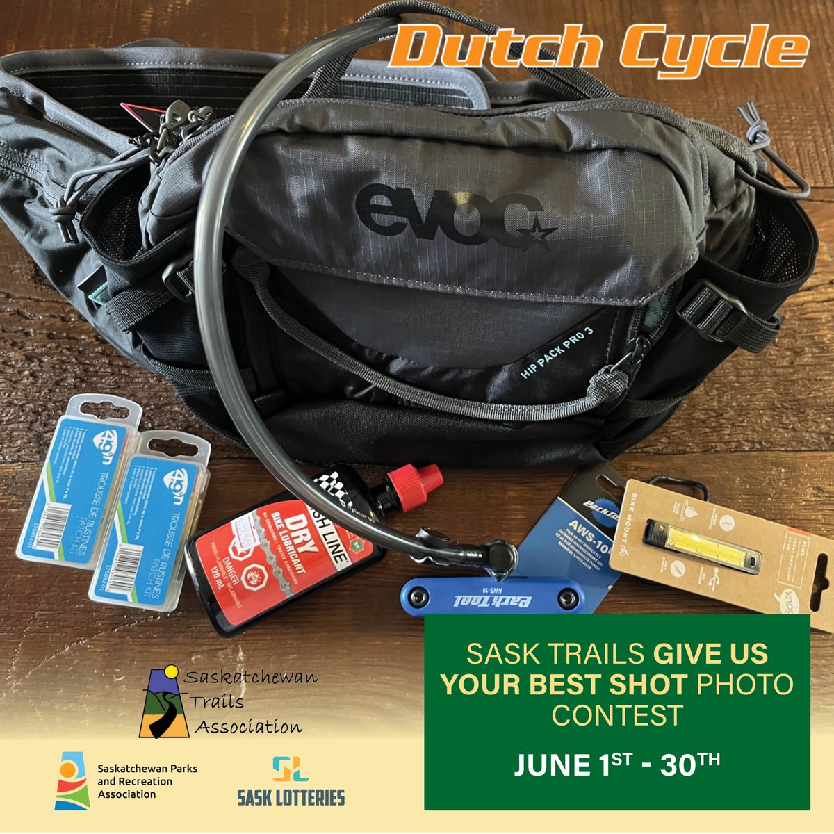 The next awesome prize package for the Give Us Your Best Shot Photo Contest is from  <a href="/DutchCycle/">Freddy Vandelinden</a>. We have three different prize packages, for three different types of trail enthusiasts. 

Go to sasktrails.ca/give-us-your-b… for all the contest details.

#GiveUsYourBestShot2024