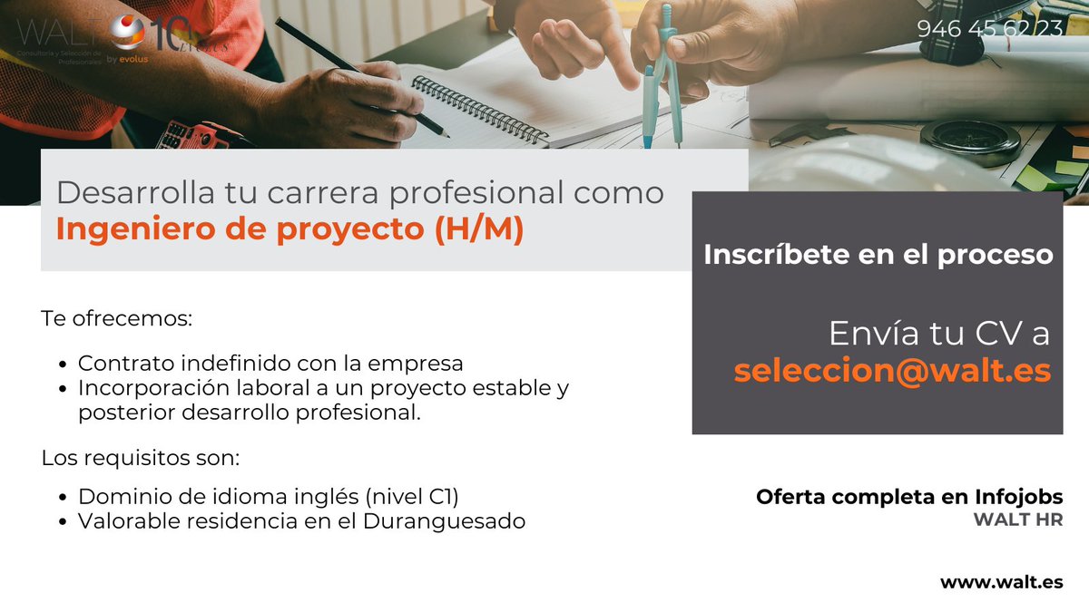 HrWalt's tweet photo. Buscamos personal (#hiring) para el cargo de INGENIERO DE PROYECTO (H/M) en importante empresa dedicada a la #fabricación de #maquinaria

📌 Abadiño
👉 Envíanos tu CV a seleccion@walt.es o comparte esta publicación.

https://t.co/fg8EVo8KhH https://t.co/KPf2w89UR7
