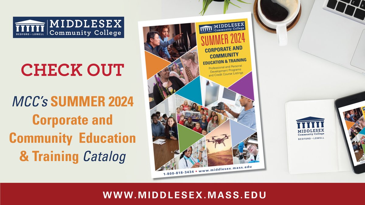 MCC’s Corporate & Community Education & Training's noncredit courses engage students in professional development and personal enrichment to upgrade skills and learn something new. Check out MCC’s Summer 2024 catalog for more info: middlesex.mass.edu/careertraining/