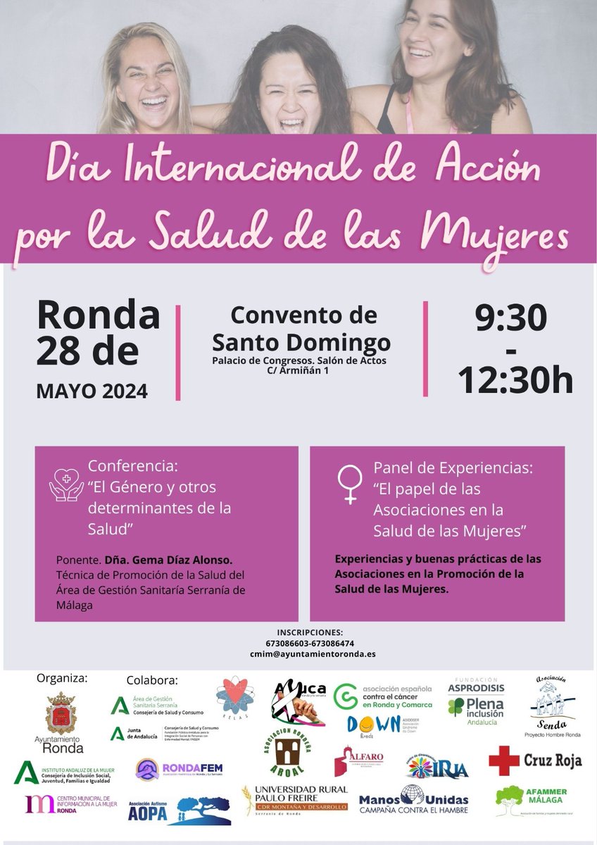 Por el Día Internacional de Acción por la Salud de las #Mujeres, el Centro Municipal de Información a la Mujer del Ayuntamiento de #Ronda nos invitó a participar en un panel de experiencias donde 17 entidades expusimos el papel de las organizaciones en la salud de las mujeres