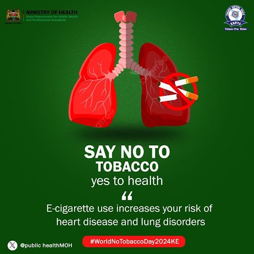 1 of 6. DID YOU KNOW 
Children and adolescents who use e-cigarettes at least double their chance of smoking cigarettes later in life.

#WorldNoTobaccoDay2024KE