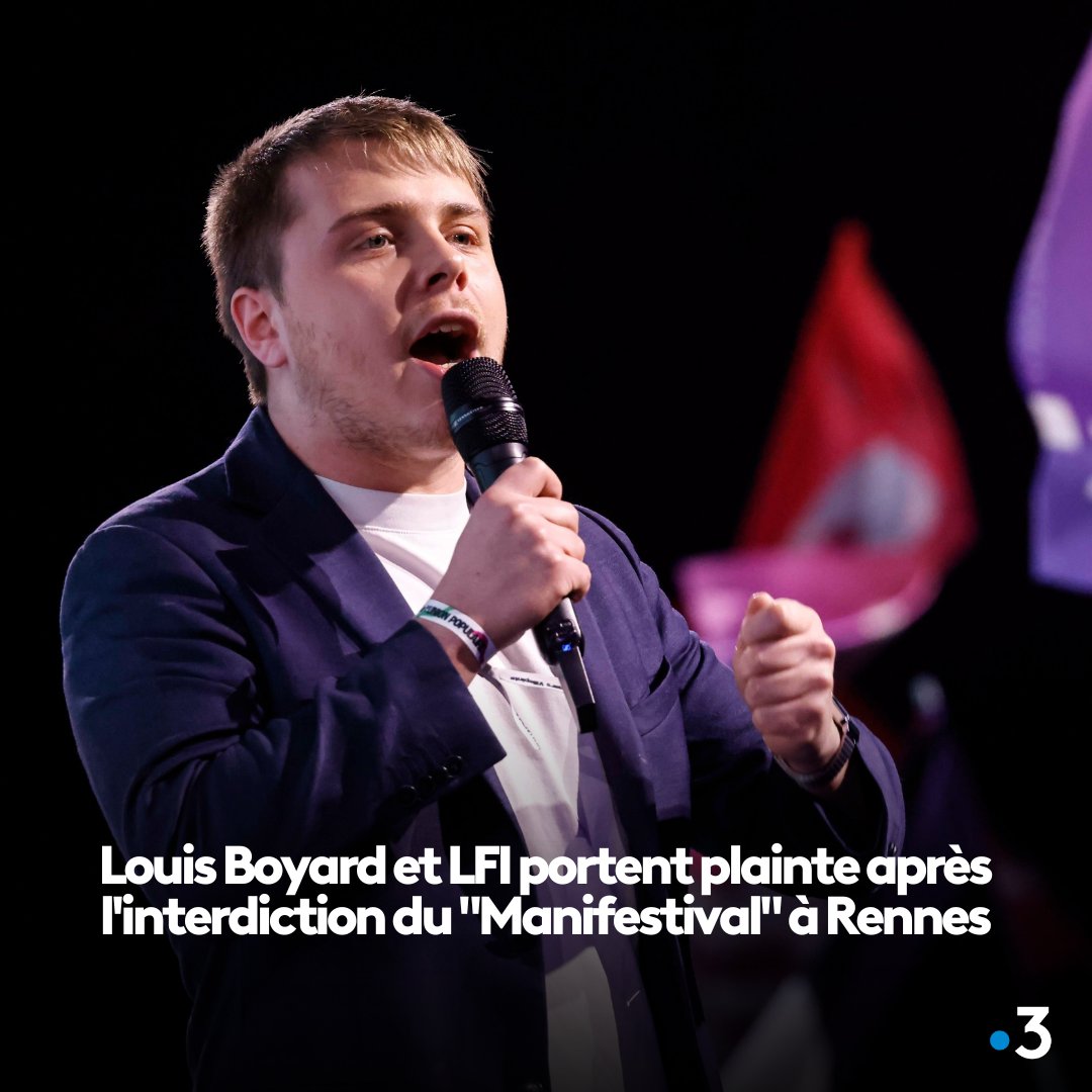Louis Boyard et LFI portent plainte après l'interdiction du 'Manifestival' à Rennes Article à lire ici : france3-regions.francetvinfo.fr/bretagne/ille-…