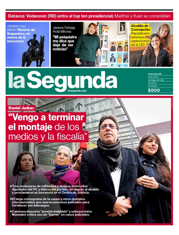 Ni una portada para Cathy Barriga por robar 30 mil millones.
Ni una portada para Hermosilla y su red de corrupción
Ni una portada para el padre pedófilo de Macaya

Pero van 4 PORTADAS para Jadue por vender remedios pensando en la gente. Esto es claramente una PERSECUCIÓN POLÍTICA