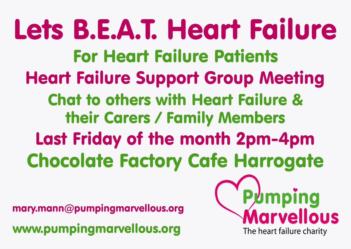 Looking forward to our meeting tomorrow. Do come. #heartfailure #healthyhearts #harrogate #harrogatechocolatefactorycafe #thebhf ⁦@pumpinghearts⁩