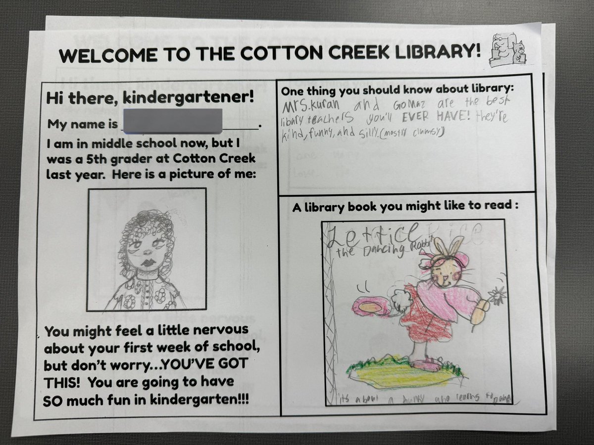 💜💛We tried something new this year and had our 5th graders create a note for our incoming kindergartners. Each kindergartner will receive a special paper with the first book they check out next year! #ccs118life I’m really going to miss this amazing bunch of 5th graders. 💛💜