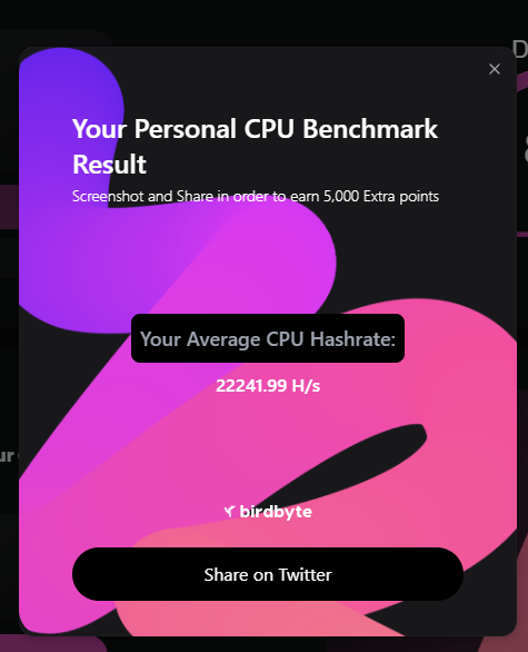 Bambz32's tweet photo. I have an average Hashrate per second of: 22241.99.

Check yours and signup: https://t.co/fIUNTO5QkZ Yes https://t.co/mCWnDI7iY7