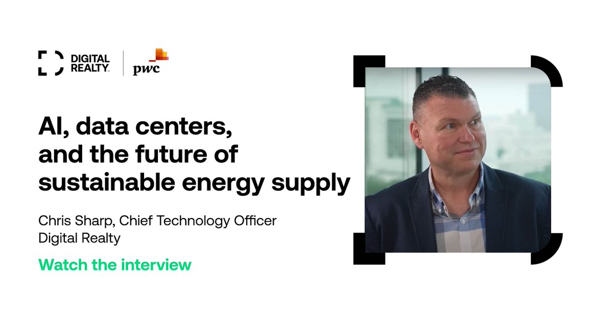 At <a href="/digitalrealty/">Digital Realty</a>, sustainability is an ongoing journey towards a healthier planet. Our CTO, Chris Sharp, recently discussed the vital role of #AI and data centers in driving sustainability goals with <a href="/PwC/">PwC</a>.