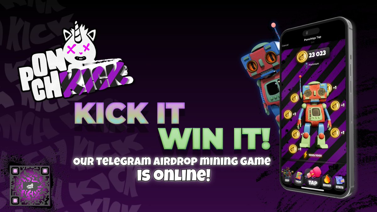 🚀 We’re excited to announce our Telegram Game: PonchKick 🚀 👾 PonchKick is your way into the Ponchiqs Gaming World! 👉 Join to start earning coins now: t.me/PonchKick_bot 💥 Remember, a bigger community means bigger Airdrop Rewards! 🥰