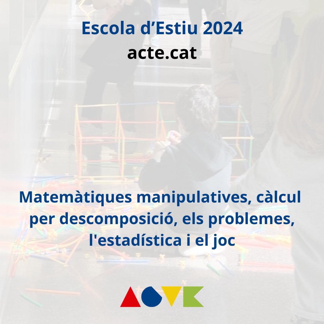 CÀLCUL PER DESCOMPOSICIÓ per assolir un bon càlcul mental. PROBLEMES com eix de les matemàtiques.  ESTADÍSTICA per saber que passa al mon. EL JOC per raonar, planificar i desenvolupar estratègies de resolució.

acte.cat/project/matema…

#ACTEdelsMRP #EscolaEstiu2024 #25EscolaEstiu