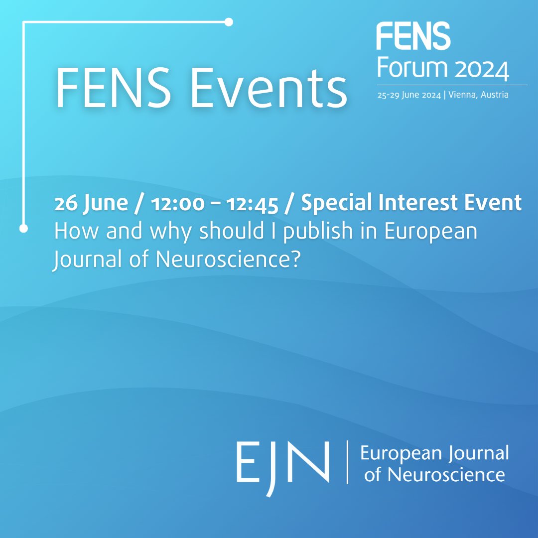 Ready to attend #FENS2024? ✍️ Don't miss this event by @EJNeuroscience: loom.ly/djwN_Fo Discover the benefits of publishing on EJN, learn about the peer-review process and on how your research can make an impact in the neuroscience community. 💫 See you there! 😍