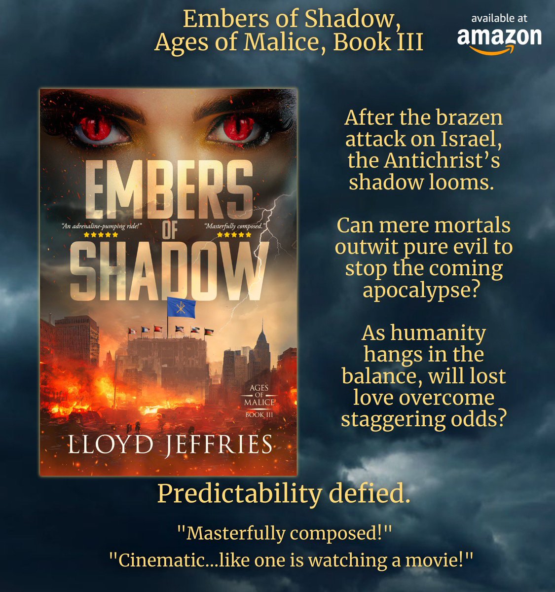 BookLife review,
Embers of Shadow, Lloyd Jeffries booklife.com/project/embers…

“Jeffries’ characters are deeply complex. The world building staggers”

“A scorching thriller of international terror and the Antichrist”
#Thrillers #bookaddict #Read
amazon.com/dp/B0BHXPDHYL