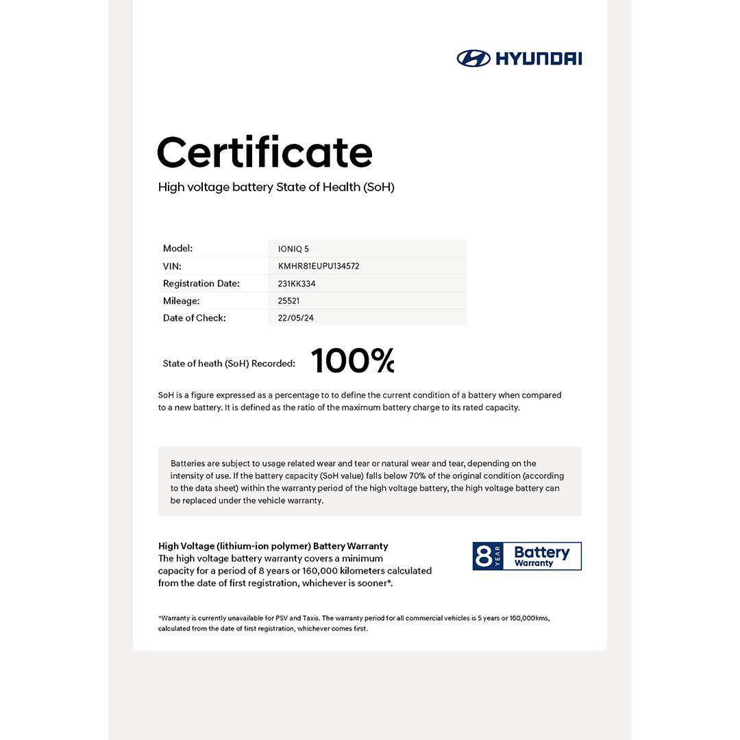 There has never been a better time to buy a Used Hyundai EV. All of our used EV stock now come with a Battery Health Certificate, giving you peace of mind in your purchase. To give you even more peace of mind you can now test drive any of our new or used Hyundai EVs for 48 hours.