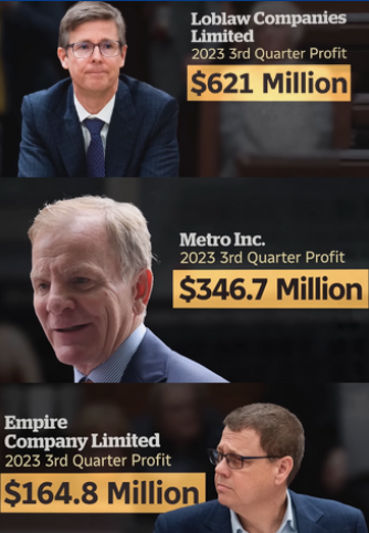 The grocery monopoly corporations made 1.32 billion in pure profit in 2023 by gouging Canadians with mostly low grade, shrinking packaging of food. #shrinkflation #ripoff #foodprice #gouging #Roblaws #Metro #Empire