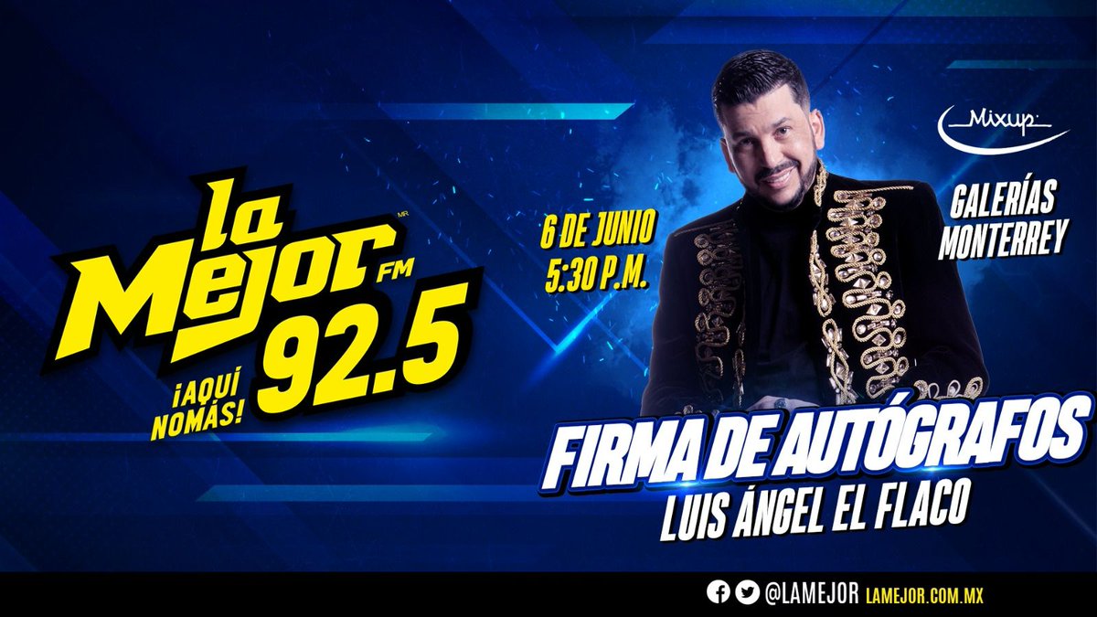 🚨ATENCIÓN a todos los fans de Luis Angel “El Flaco” 🚨 Este PRÓXIMO 6 de junio tendremos la firma de autógrafos en #MixUpGaleríasMonterrey ¡Los esperamos a las 5:30 pm!