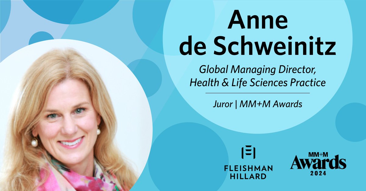Shout out to our Anne de Schweinitz, who has been chosen as a judge for this year’s MM+M Awards! The awards celebrate #creativity and effectiveness in #healthcare marketing. More on the awards here: fh.pr/lOOy0
