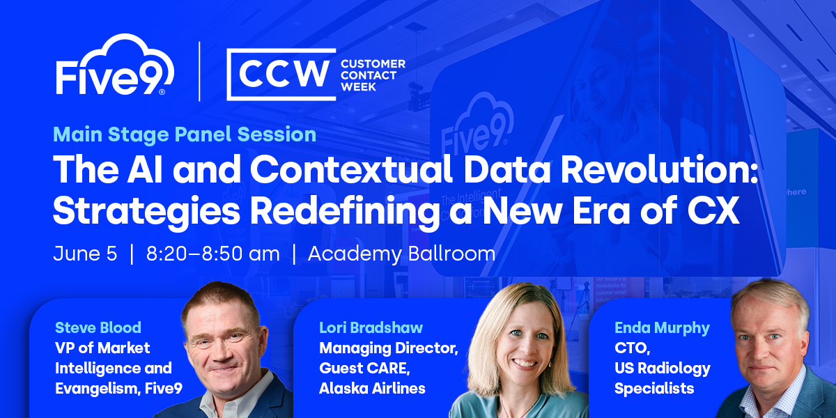 Attending #CCWVegas? Tap into our main stage panel with Steve Blood of Five9 and our customers @AlaskaAir and @US_Rad on the #AI and contextual data revolution. 🗓️ 6/5 at 8:20am 📍 Academy Ballroom Add it to your agenda: spr.ly/6012ejIpy #CX @CustContactWeek