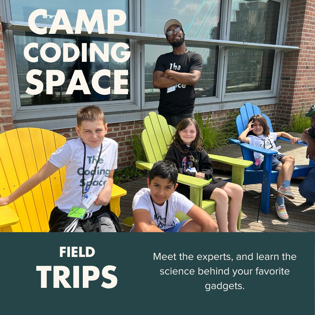thecodingspace's tweet image. Reason #4 to join the summer fun at #CampCodingSpace: Field trips! This summer’s destinations: Hungryroot, Etsy, Google, and GUMBO! Sign up today: thecodingspace.com/programs/summe…
#SummerCamp #Summer #CodingCamp