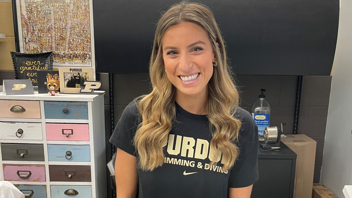 Great to have alum &amp; 2-time #PurdueGrad @MaggieMerrimann back at the Burke Aquatic Center this week.

#BoilerUp x #AmazingAlumni