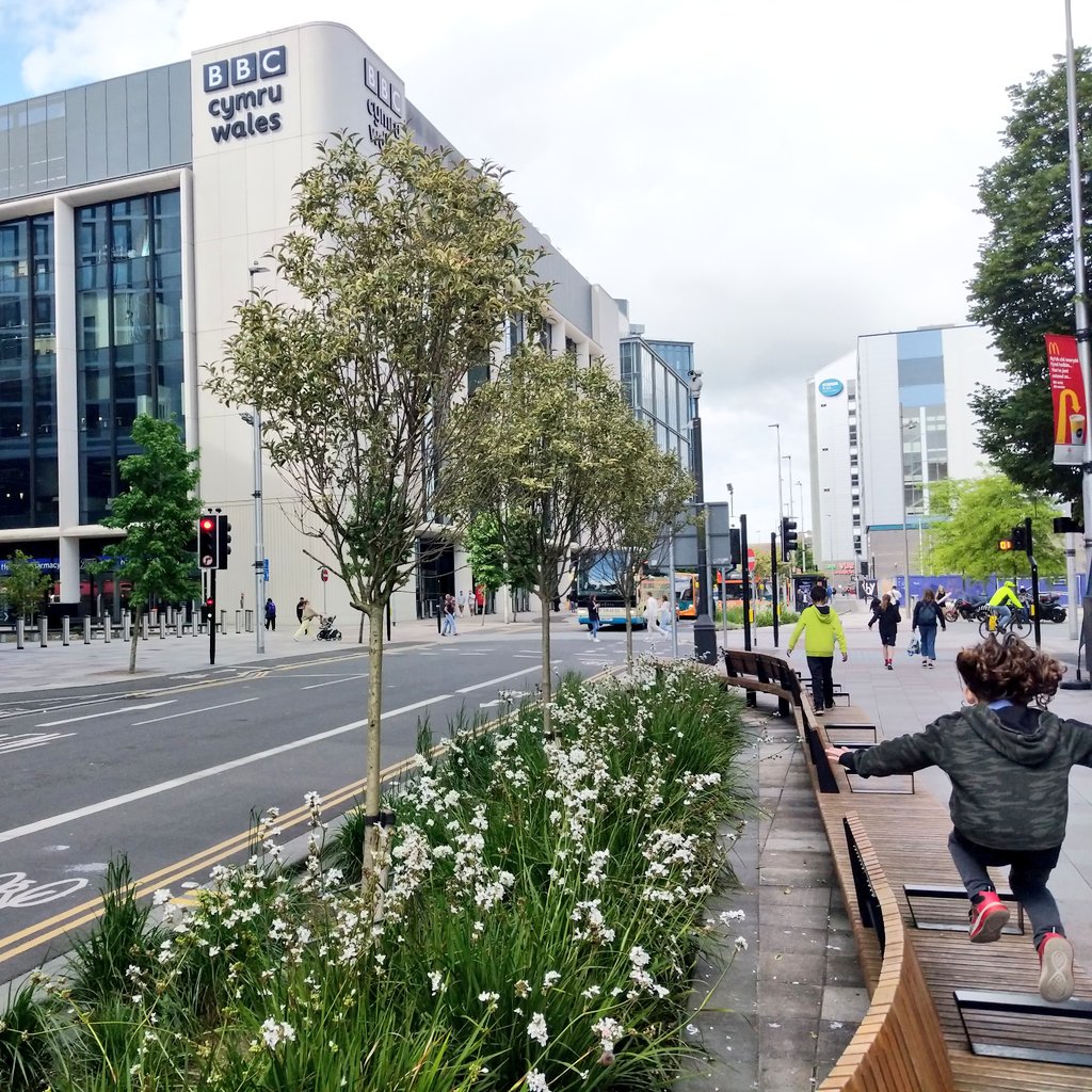 Really love all #Cardiff's new urban rain gardens