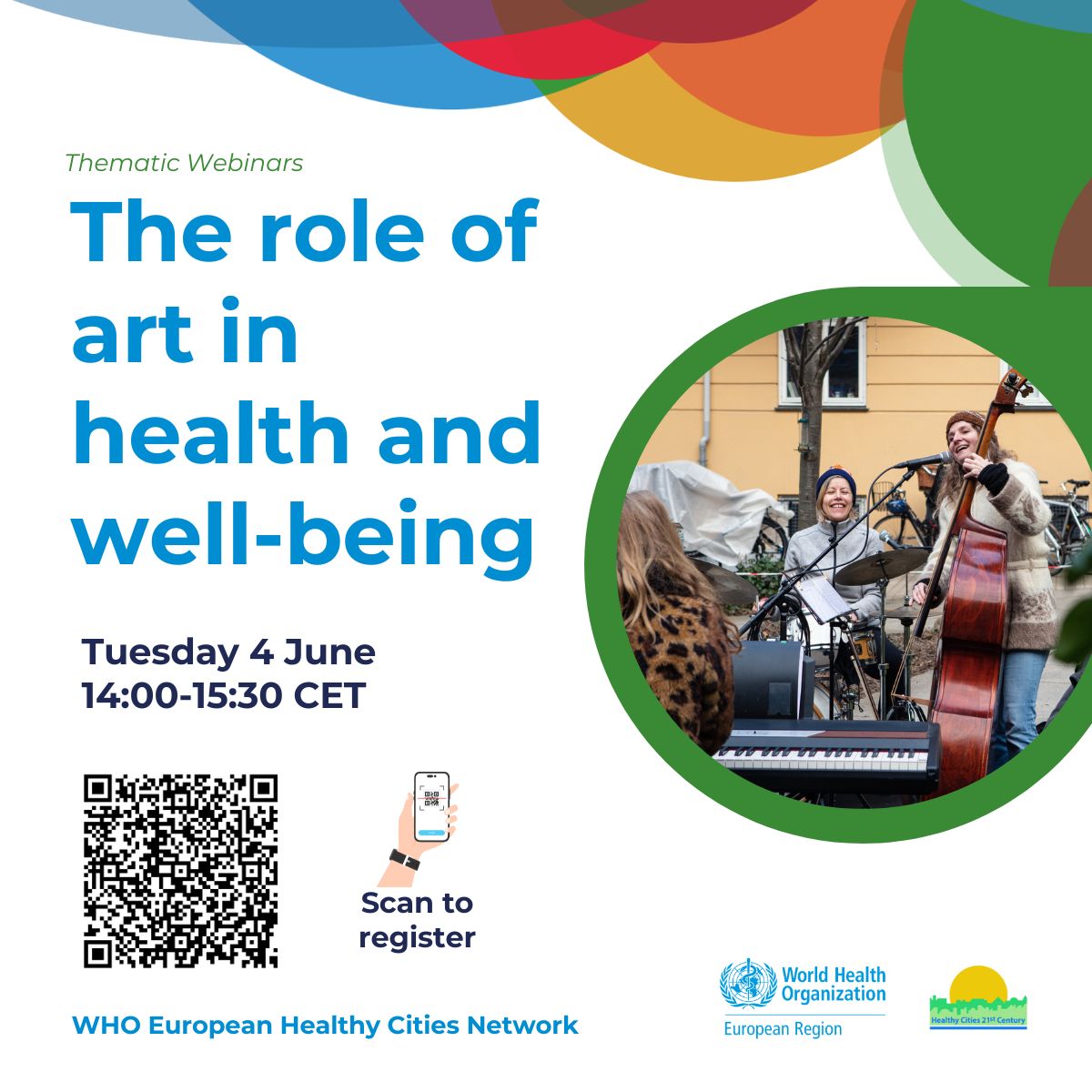 WEBINAR 👉 The role of arts in health and well-being 🌟 Experts will share insights and successful city-led projects, highlighting the arts' role in healthier urban environments 🌆🎨 ✅ Date: 4 June, 14:00-15:30 CET ➡️ Register now: bit.ly/4bDsN6a #Cities4Health #BCI