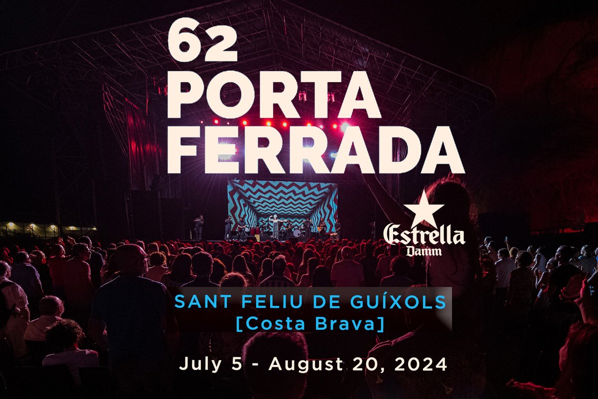 →@PortaFerrada #SantFeliuDeGuíxols [#CostaBrava]
62nd FESTIVAL DE LA PORTA FERRADA 2024
July5 | August20
➣festivalportaferrada.cat/es/proximos-co…
→facebook.com/FestivalPortaF…
→instagram.com/porta_ferrada/
* Tickets:
➣proticketing.com/portaferrada/e…