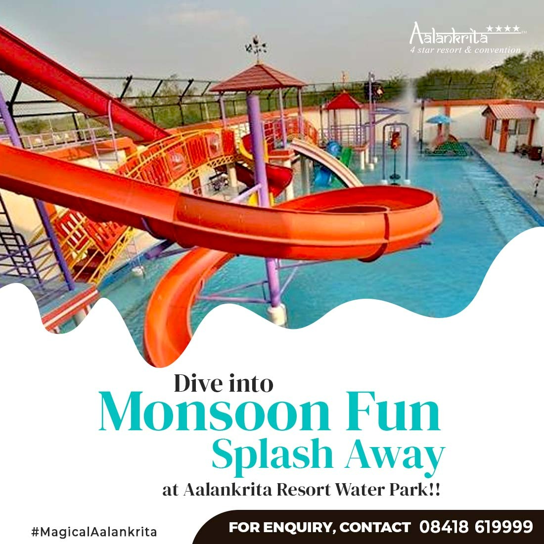🌧️Looking for the perfect monsoon escape? Visit Aalankrita Resorts Water Park & immerse yourself in a world of fun & excitement! #MonsoonMagic
🌟 Thrilling water slides for all ages
🌟 Rain dance with upbeat music
🌟 Kid-friendly splash zones
🌟 Delicious food & refreshing drinks