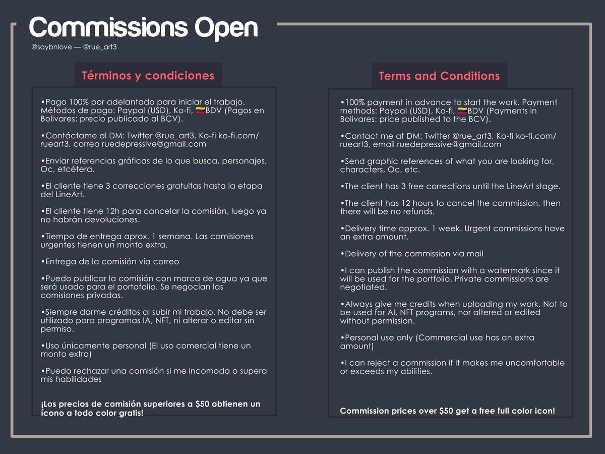 ✨—Open Commissions
✨—Comisiones Abiertas

¡Contáctame al DM! [☁️]

Dar RT tmb es bien recibido🤍
#CommissionedArt #CommissionOpen