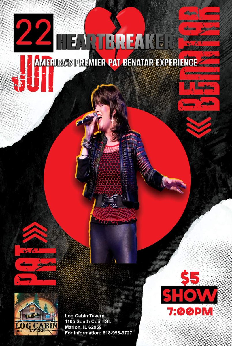 HeartbreakerNSH's tweet photo. New Show Announcement!

#music #thelowryagency #davidlowry #Nashville #musicians #guitar #guitarplayers #guitarist #rockmusic #hardrock #classicrock #heartbreakertribute  #patbenatar
#neilgeraldo #missygarnett #livemusic #events #concerts #tributeband #logcabintavern #marion #IL https://t.co/VYez7nv1Jf